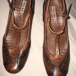 Pikolinos tobacco brown leather heels 39 / 9